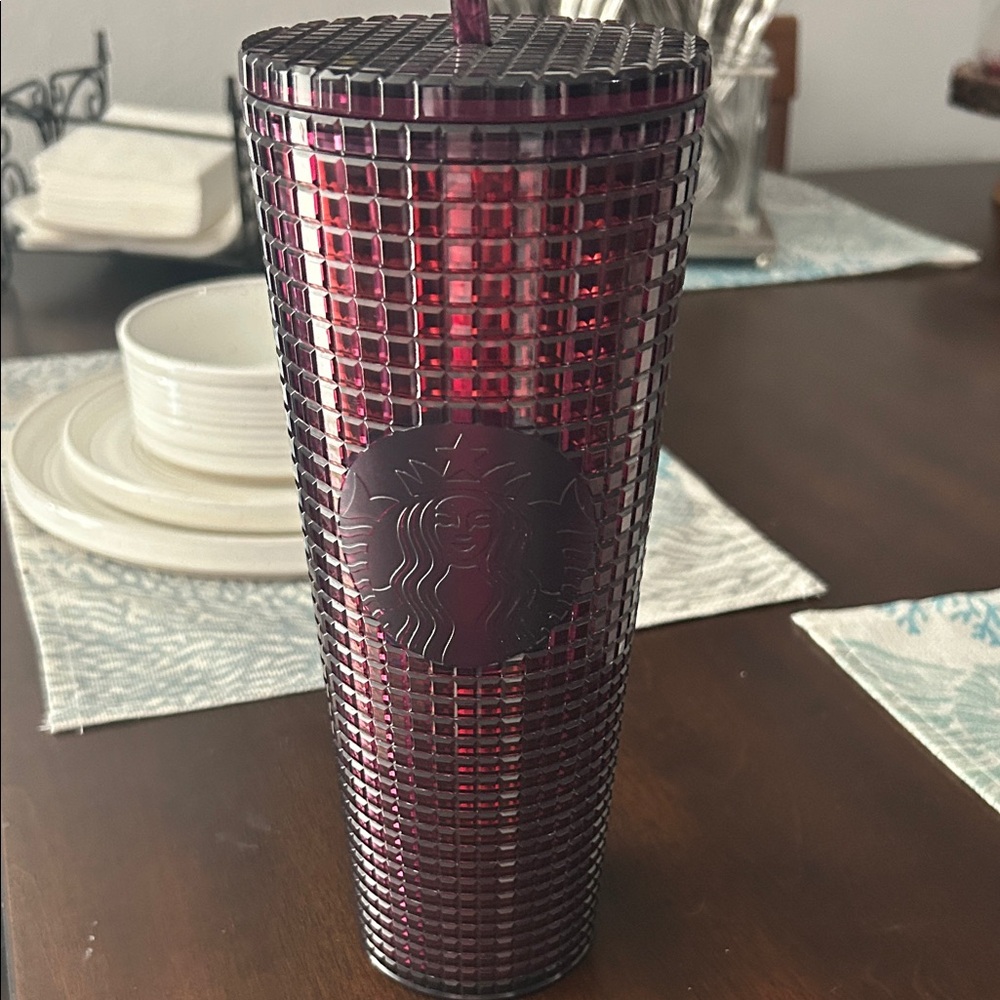 Starbucks Maroon Textured Tumbler with Straw